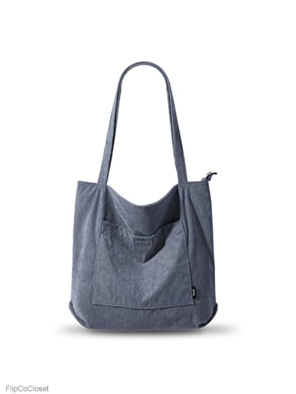 Corduroy Tote Bag Large Zipper Shoulder Purse with Pockets